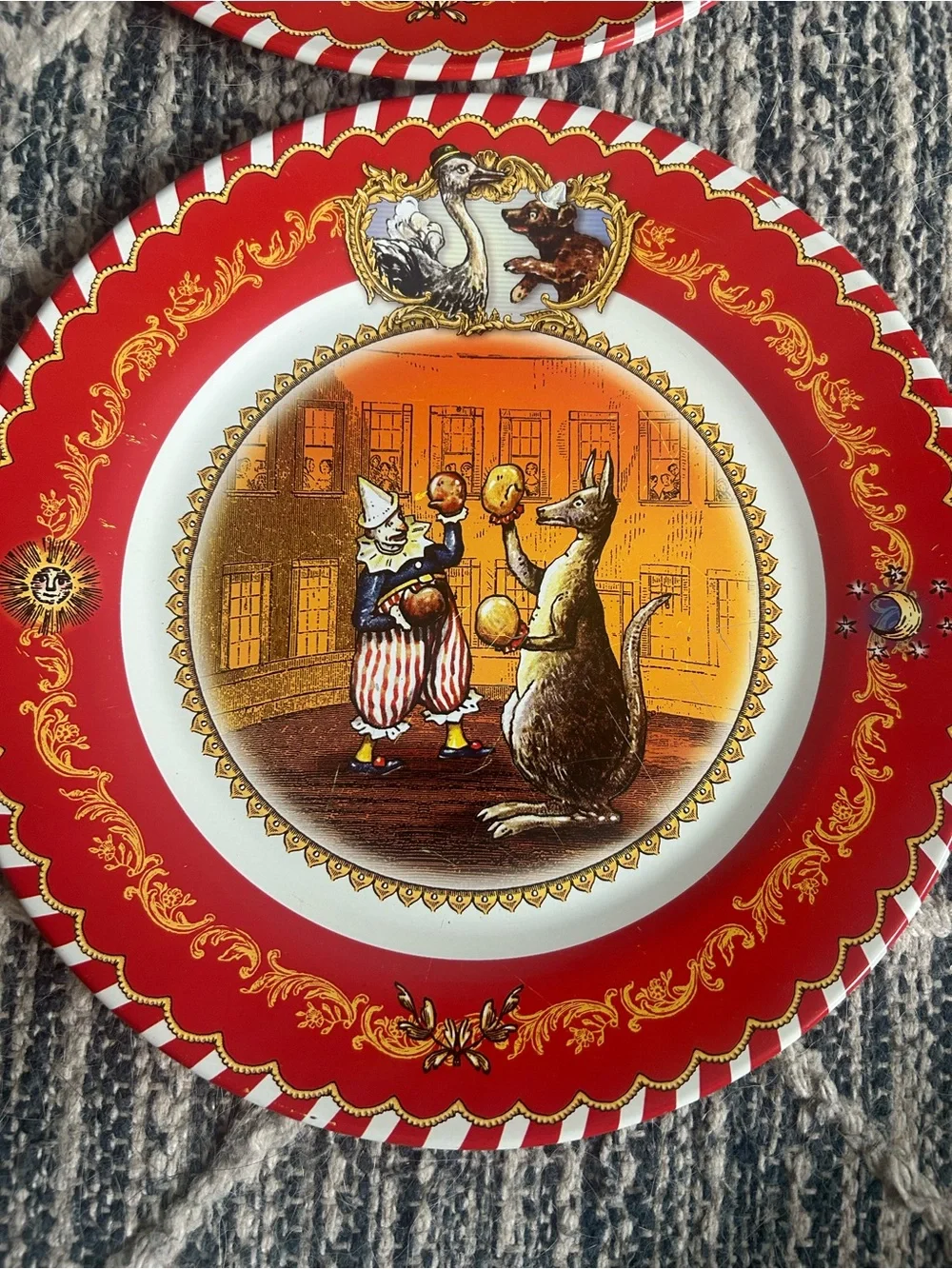 Restoration Hardware Vintage Collectible Antique Circus Animal Tin 4 Set Plates